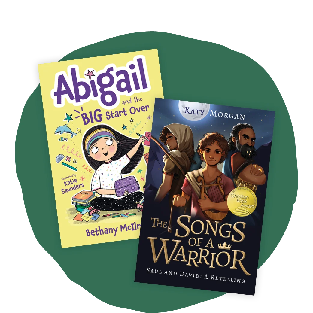 Graphic featuring chapter book covers for Abigail and the Big Start Over and The Songs of a Warrior