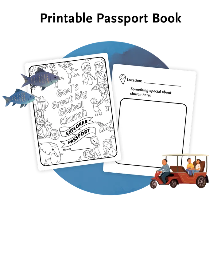 Graphic featuring an image of a Printable Passport Book