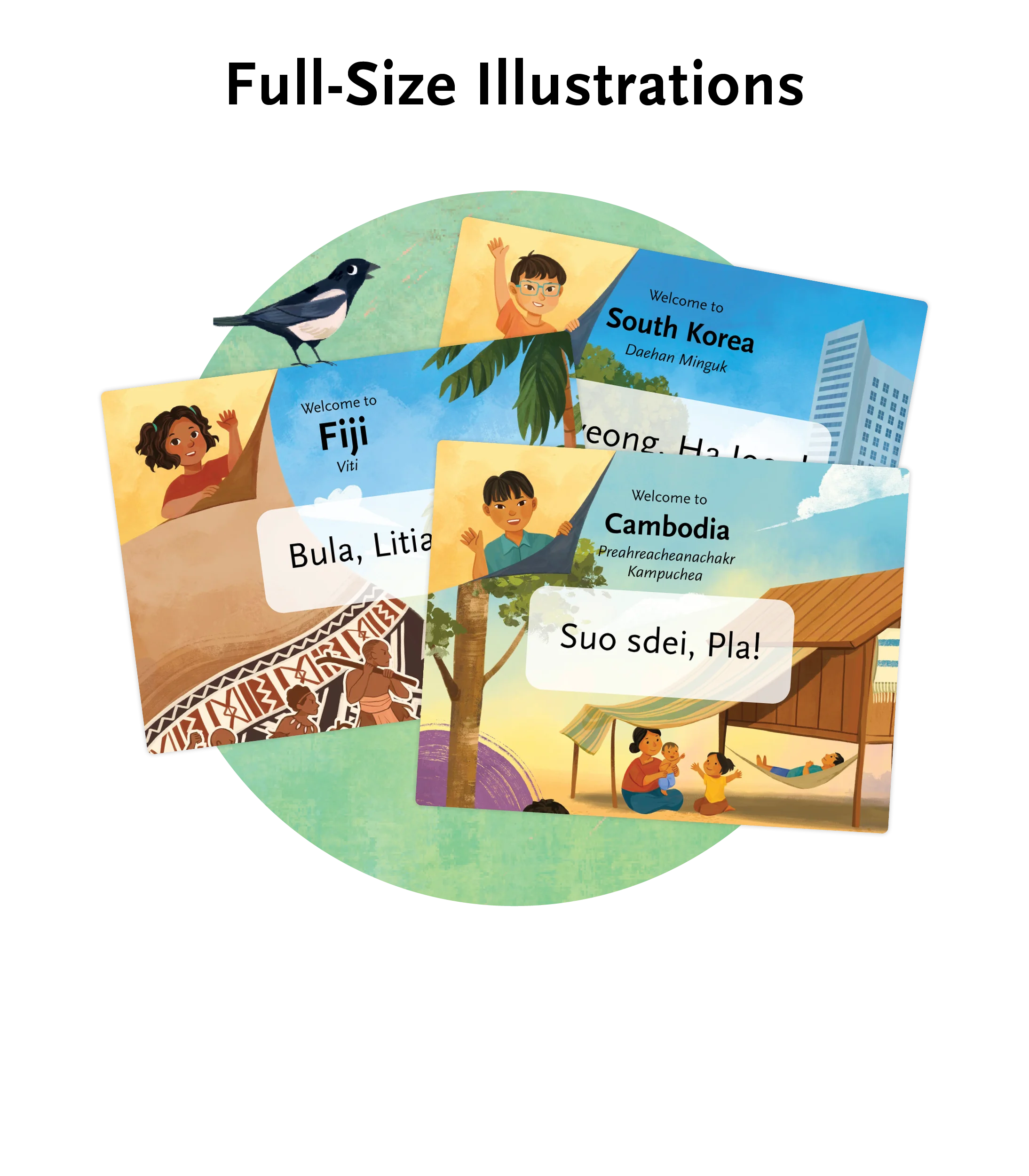 Graphic featuring examples of Full-Size Illustrations available to download