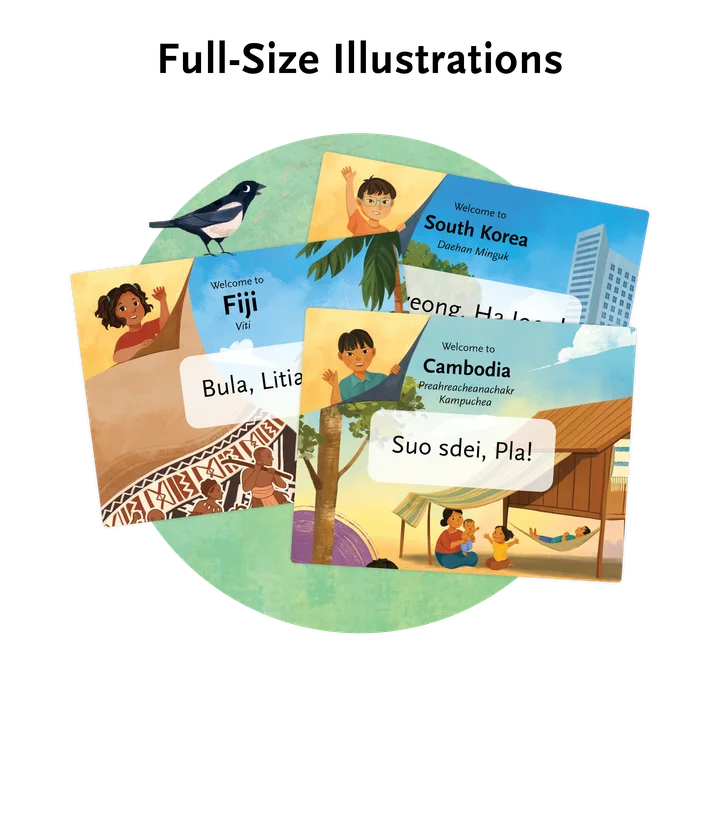 Graphic featuring examples of Full-Size Illustrations available to download