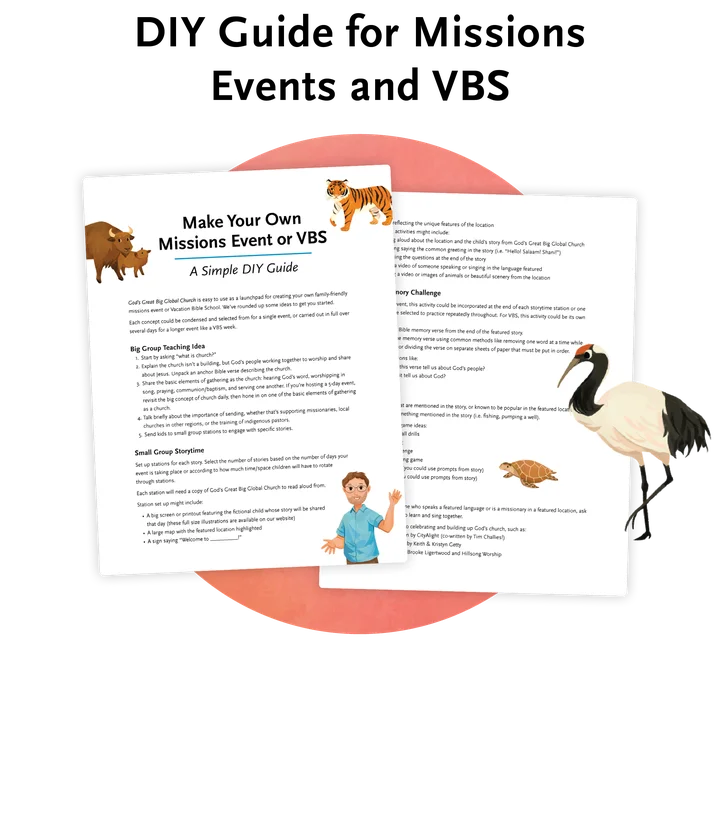 Graphic that says "DIY Guide for Missions Events and VBS"