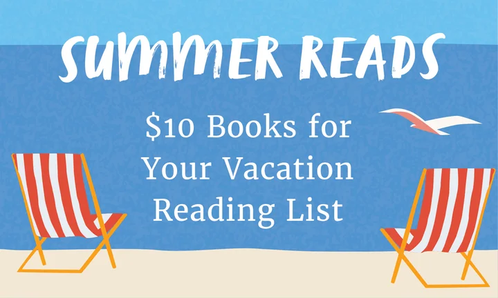 £6 Summer Reads with a visual of two beach chairs and a seagull flying