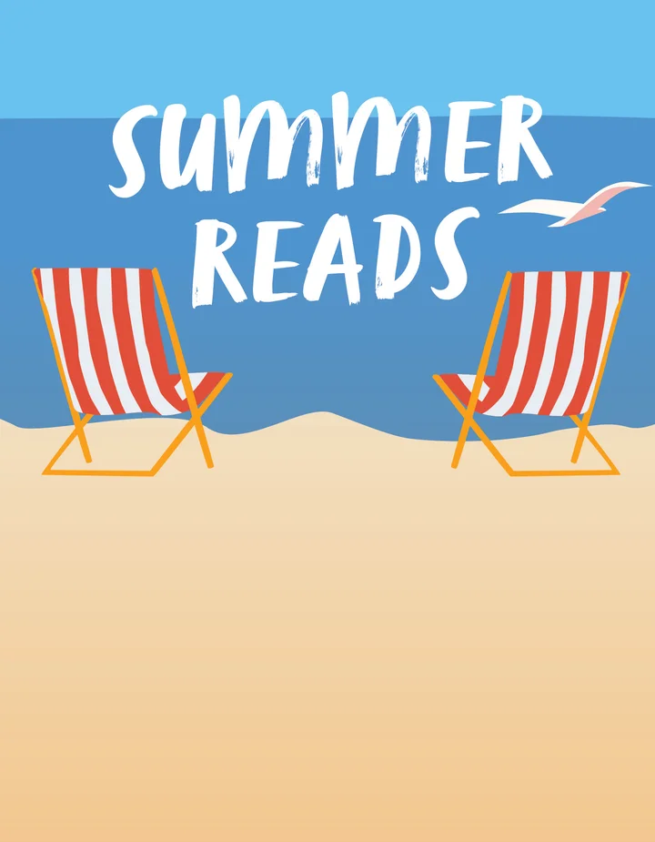 Graphic with 2 beach chairs that says "Summer Reads"