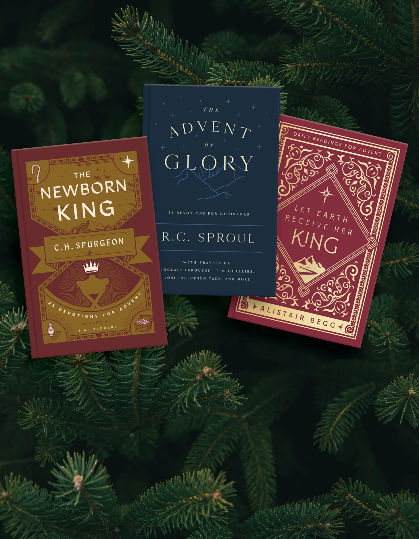 Graphic featuring The Newborn King, The Advent of Glory and Let Earth Receive Her King